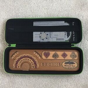 Wooden Euchre Board Game Set - Brown and Black